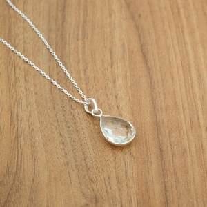 Collar de cristal de Plata de Ley 925 AAA + CALIDAD piedra preciosa genuina pera facetada platino blanco como Material principal joyería de lujo - Product Image 3