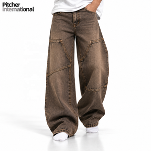 Wholesale <b>mens</b> wide leg <b>jeans</b> Custom <b>mens</b> wide leg <b>jeans</b> Wide leg <b>jeans</b> Heavyweight Cotton Streetwear - Product Image 2