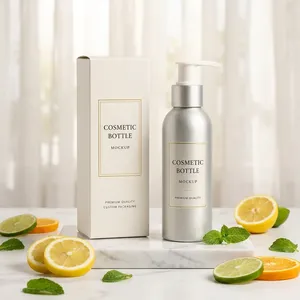 Custom <b>Aluminum</b> Cosmetic <b>Bottle</b> with Lotion Pump Screw Cap and Silk Screen Printing for Skincare and Haircare Brands - Product Image 4