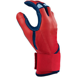 Premium Quality Custom Red & Blue Leather Long Cuff Baseball Batting Gloves Customized Leather Palm Softball Batting Gloves - Product Image 5