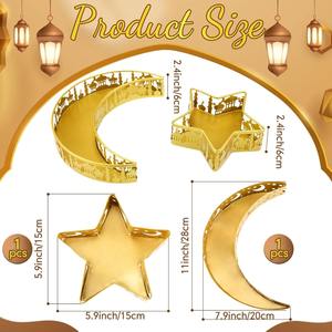Bandeja DE SERVICIO DE METAL islámico con diseño de estrella lunar y mezquita, perfecta para fechas de Iftar de Ramadán, frutas secas y regalos de Eid - Product Image 2