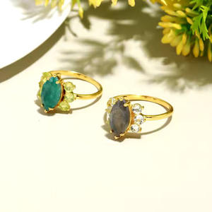 แหวนแต่งงานสีเงินสเตอร์ลิงประดับหินลาบราดอไรต์ธรรมชาติสีฟ้าดูฉูดฉาดมี925สำหรับงานปาร์ตี้ - Product Image 3