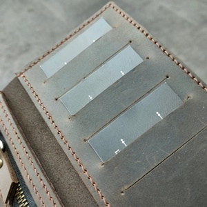 Titulaire de la carte de crédit vintage poche en cuir mince pour les affaires longue longueur de portefeuille avec motif uni LWW-0104 - Product Image 4