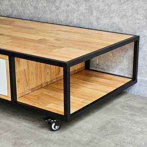 Modern Tea <b>Table</b> Rubber Wood with Iron Frame 120x60x35cm Living Room Furniture Durable TT68276 - Product Image 4