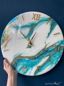 Haute Qualité Antique Résine Époxy Craquelé Bois Quartz Horloge Murale Unique Moderne Salon Meilleur En Gros Options Aiguille Affichage - Product Image 6
