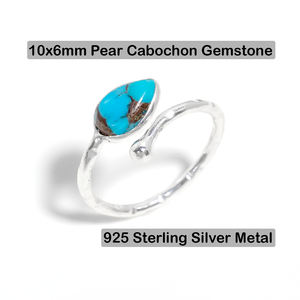 925 argent Sterling bande réglable Dainty poire Cabochon Original doré rutile pierre précieuse feuille Style bague de mariage en gros - Product Image 5