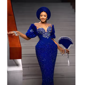 Gracieux George traditionnel patrimoine africain robe en dentelle soie respirante vêtements traditionnels broderie haute couture événement coton - Product Image 2