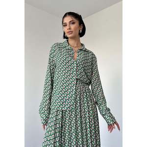 Ensemble chemise et jupe en viscose à motifs - Vert - Sans couleur - Product Image 2