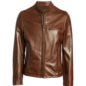 Chaqueta de Motociclista de Cuero 100% Genuino para Hombre, de Alta Calidad, con Cuello Alto, Logotipo Frontal y Cremallera Brillante - Product Image 3