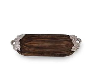 Bandeja de madera personalizable de alta calidad con mango de Metal diseño moderno uso doméstico bandeja para servir alimentos hecha a mano ecológica - Product Image 2