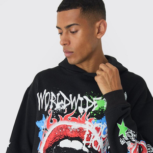 Sweat à capuche zippé thermique pour homme de luxe, 100% coton, impression puff, surdimensionné, molleton d'automne, poids lourd, 3XL, streetwear personnalisé - Product Image 5