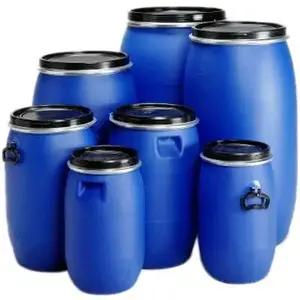 Drum plastik hdpe Biru tahan lama poli 55 galon galon galon untuk penyimpanan bahan baku aman untuk air/Kimia/makanan