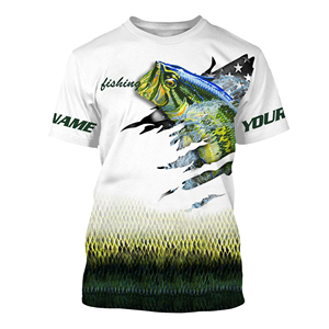 T-shirt de pêche haute Performance 100 Polyester respirant col rond chemises de pêche pour hommes maillot de pêche en plein air - Product Image 6