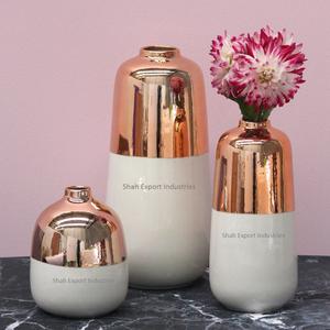 Vase à fleurs en métal fini deux tons nouveau design pour la maison salon mariage table porte-fleurs décoratifs - Product Image 1