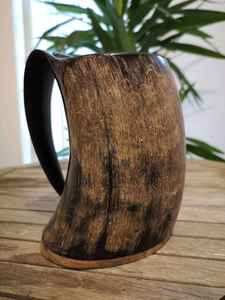 Authentic Handcrafted Viking Horn <b>Mug</b> Carved Technique Leak Smell Proof for Beer <b>Halloween</b> Decor by crescent crafts - Product Image 4