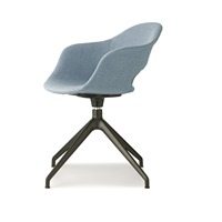 Fauteuil pivotant rembourré en tissu sur base à quatre branches peinte en noir pour bureau, salle de réunion, restaurant, fabriqué en Italie
