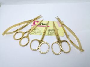 Professionnel brillant plaqué or petits ciseaux de manucure en acier inoxydable lame incurvée pointue soin des ongles fins Logo personnalisé Nail Art - Product Image 4