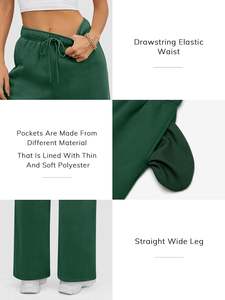 New Arrival <b>Women's</b> 100% Cotton <b>Fleece</b> Flare Jogger Sweat <b>pants</b> Baggy Wide Straight Leg <b>Pants</b> for <b>Women</b> - Product Image 4