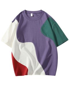 T-shirt surdimensionné personnalisé pour homme, couleurs contrastées, violet, vert, rouge, streetwear décontracté, coton, manches courtes, coupe ample, tendance estivale - Product Image 1