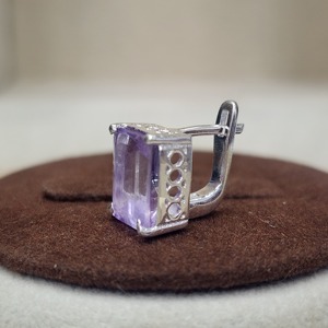 Plata de Ley 925 Natural AA calidad rectángulo forma amatista piedra preciosa hecha a mano diseñador inglés bloqueo pendiente para mujer - Product Image 5
