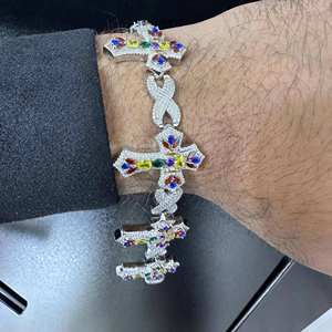 Bracelet chaîne cubaine de luxe en argent sterling 925 avec moissanite VVS, bijou de mode glacé pour hommes et femmes - Product Image 2
