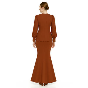 Abaya femme robe musulmane nouvelle collection de tissu Georgette fait main pour Eid Ramadan style musulman malaisien tendance et élégant - Product Image 6