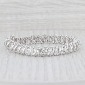 Pulseras de diamantes cultivados en laboratorio de corte redondo de color D E F VS + hermosas pulseras de tenis de Plata de Ley 925 regalo de boda para ella - Product Image 4