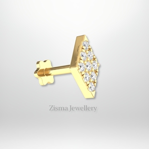 ต่างหูแบบเจาะรูปดวงจันทร์สุดหรูเพชรแบบใส VVS ขนาด10K 14K ทอง18K เครื่องประดับสำหรับการขายแบบไม่แพง - Product Image 3