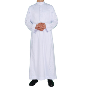 Manches longues hommes arabe Thobe vente chaude vêtements musulman saoudien arabe Robe Thobe pour hommes O cou bouton vers le haut poches latérales - Product Image 2