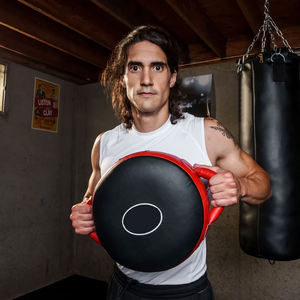 Focus Kick Pads Bouclier de frappe rond Bouclier de frappe Entraînement incurvé Thai Pu Leather Pad Kick Focus Target Boxing - Product Image 6