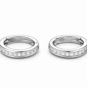Pendientes de Aro de Plata de Ley 925 con Piedra de Circonita Cúbica, Pendientes de Plata Maciza Minimalistas de Moda, Venta al por Mayor OEM - Product Image 1