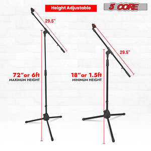 5 Core Mic Stand Floor Height Adjustable <b>Tripod</b> Microphone Stands w Extending Telescoping Boom Arm - Product Image 3