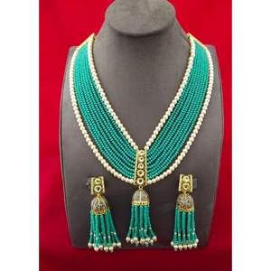 Kundan <b>Long</b> Beads Wedding Party Wear <b>Necklace</b> - Product Image 1