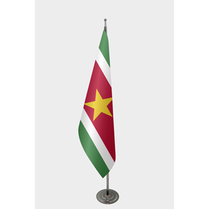 Suriname Official Indoor <b>Flag</b> Digital Desk Aluminum <b>Pole</b> Durable Polyester Silk Plastic Automotive Insurance Education Display - Product Image 1