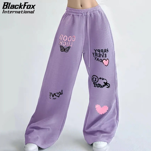 Pantalones deportivos informales de pierna ancha para mujer, ajuste holgado, cintura con cordón, perfecto para pantalones de chándal holgados de estilo callejero - Product Image 2