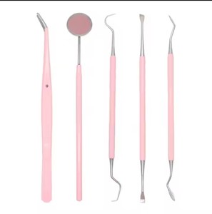 ชุดเครื่องมือสุขอนามัยฟันสีชมพูอุปกรณ์ทันตกรรมแบบแฮนด์เมด - Product Image 1