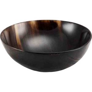 Bol de service en corne marron foncé décoration intérieure finition naturelle et bols colorés - Product Image 1