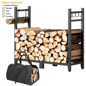 Support de <span class=keywords><strong>bois</strong></span> de <span class=keywords><strong>chauffage</strong></span> intérieur/extérieur robuste de 34 pouces avec crochets d'allumage Coussinets réglables Support de rangement en <span class=keywords><strong>bois</strong></span> en métal pour terrasse de cheminée - Product Image 1