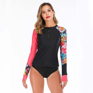 Protège-éruption à manches longues pour femmes à la mode protection uv fermeture éclair personnalisée une pièce maillot de bain pour le surf maillot de bain oem vente en gros - Product Image 6