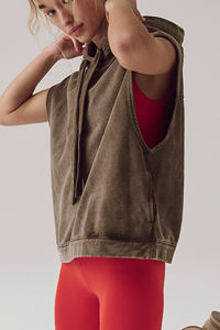 Workout Fitness Wear Stone Wash Hoodies Ladies Baggy Vintage Wash <b>Hoodie</b> Women's <b>Gym</b> Exercise Stone Washed Hoodies Ladies - Product Image 6