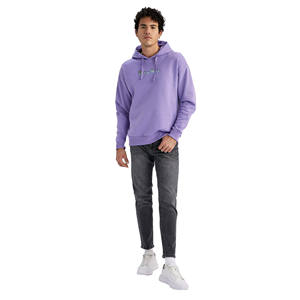 Sweat à capuche en molleton de coton personnalisé pour homme, logo personnalisé, coupe régulière, épaules tombantes, couleur personnalisée en relief, sweat à capuche à enfiler - Product Image 1