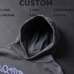 Men's 100%cotton Washed <b>Blank</b> Thick Luxury Quality Heavy <b>Weight</b> Oversized Fit Custom Print logo Men's Hoodies&sweatshirts - Product Image 3