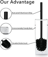 Support de brosse WC moderne à texture marbre, prix usine OEM, avec protection anti-éclaboussures, en résine durable pour la maison