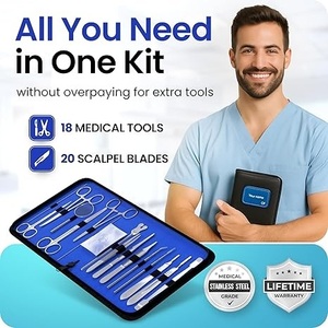 Kit de dissection avancé en acier inoxydable approuvé CE de 38 pièces pour les étudiants en biologie médicale avec lames de ciseaux Scalpel Forceps - Product Image 3