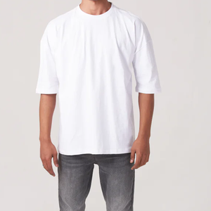 เสื้อยืดไหล่ตกไซส์ใหญ่สำหรับผู้ชาย, เสื้อยืดผ้าฝ้าย100% พิมพ์ลายซับลิเมชันนุ่มใส่สบาย - Product Image 1