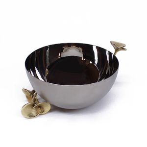 Modern Home Decor Metal Serving Bowls with Gold <b>Flowers</b> Round Fruit Bowls Steel Salad Bowls for Diwali - Product Image 6