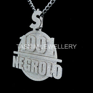 Colgante de Letra NEGROLE de Hip Hop Cristiano de la Mejor Calidad, 1991, Cierre Personalizado, Plata de Ley 925, Moissanita VVS con Certificado GIA, 10K - Product Image 3