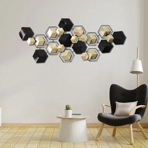 Arte de Pared Metálico con Forma de Hexágono Geométrico para Decoración Moderna del Hogar con Diseño Contemporáneo Audaz y Elegante Adorno para Sala de Estar - Product Image 1