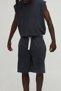 T-shirt sans manches en coton délavé de haute qualité, personnalisable, effet vieilli, délavé à l'acide, pour homme - Product Image 2