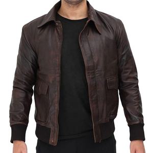 Veste en cuir de vache véritable de haute qualité pour homme, style nouveau, fermeture éclair, teinture unie, prix bas, OEM ODM - Product Image 1